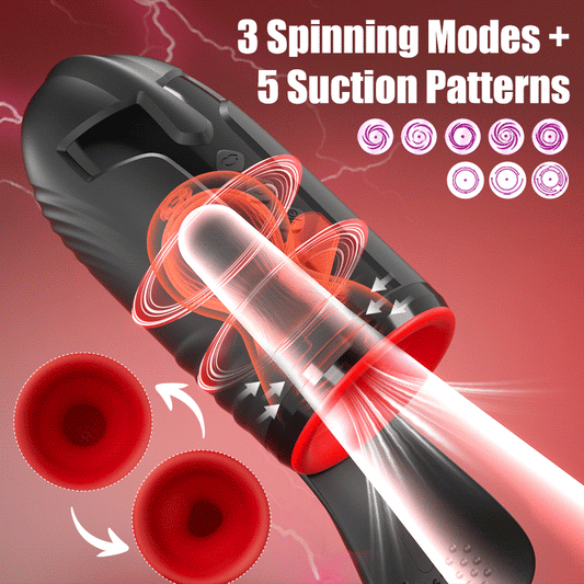 3 Rotating 5 Sucking 10 Vibrating Male Masturbator for Glans Training