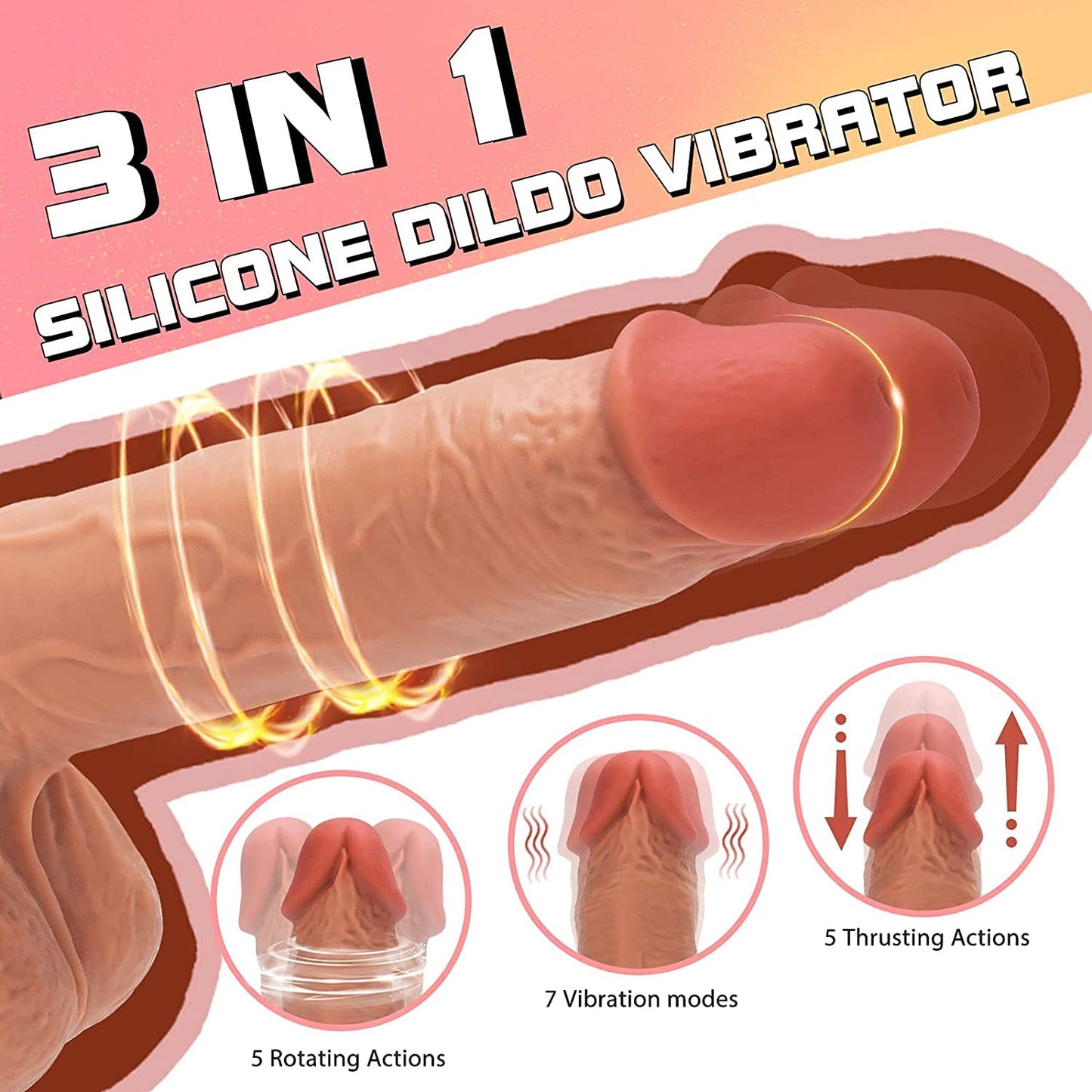 9.7 Inch 5 Thrusting 7 Vibrations Realistic Dildo