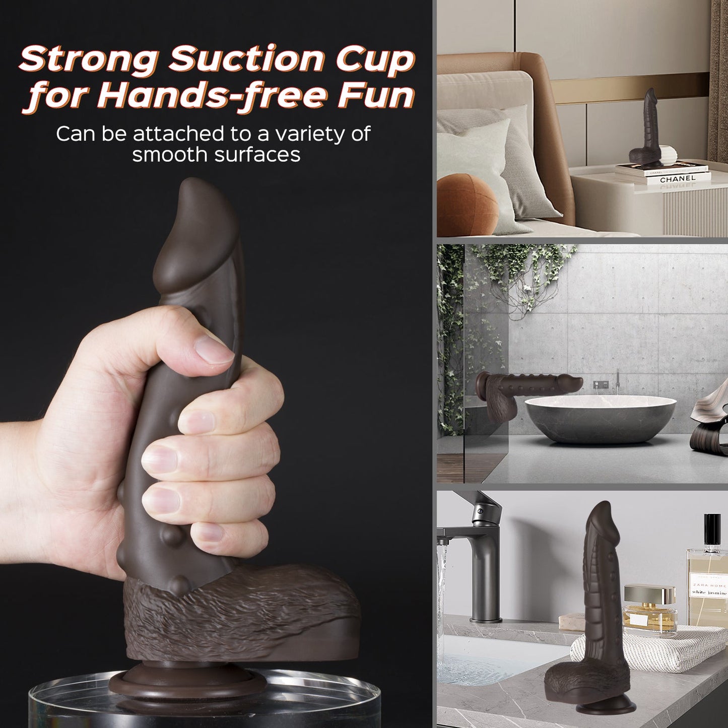 8 Inch Suction Cup Thrusting Vibration Realistic Dildo