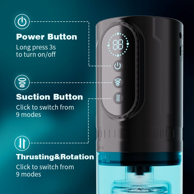 9 Thrusting & Rotating 9 Suction Male Masturbator - Perfect For Larger Sizes