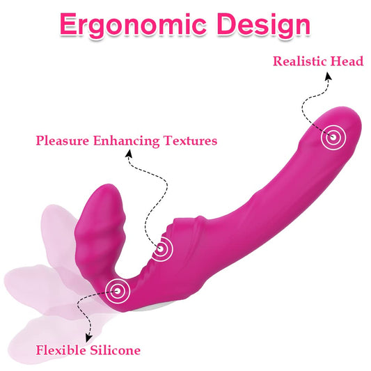 9 Vibrations Double-ended Strapless Strap on Dildo Vibrator