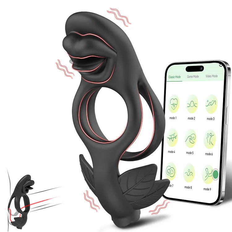 App Remote Control 9 Frequency Double Motor Vibrating Clit Stimulator & Penis Rings