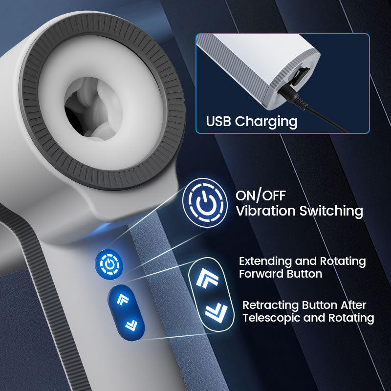 Automatic 5 Telescopic Rotation 7 Vibrations Handheld Male Masturbation Cup