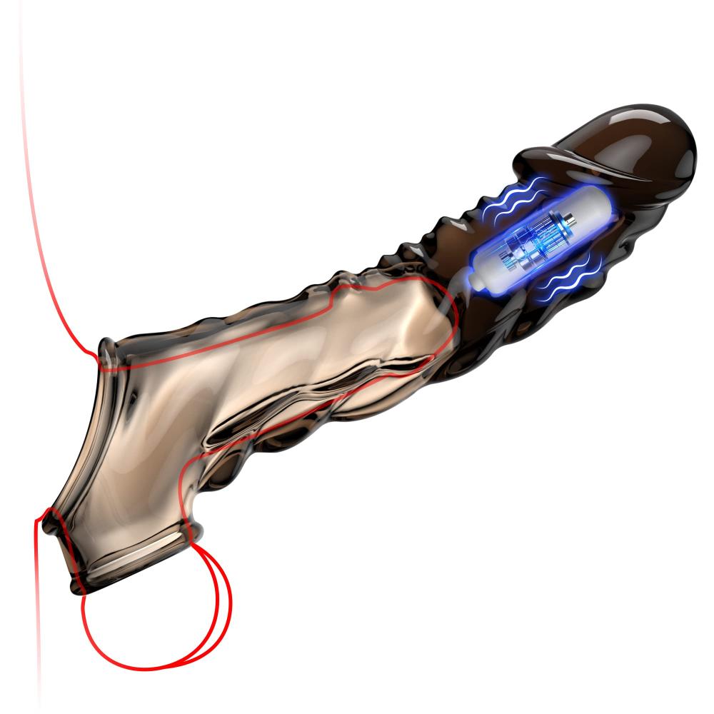 Clear Vibrating Penis Sleeve With Cock Ring