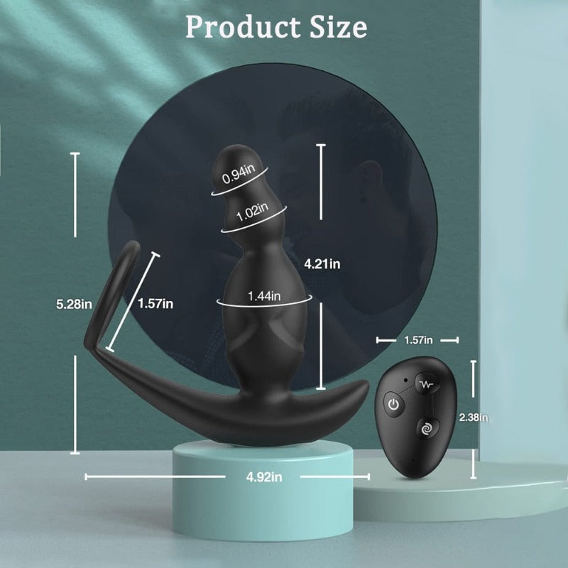 360° Rotating 9 Vibrating Penis Ring Prostate Massager