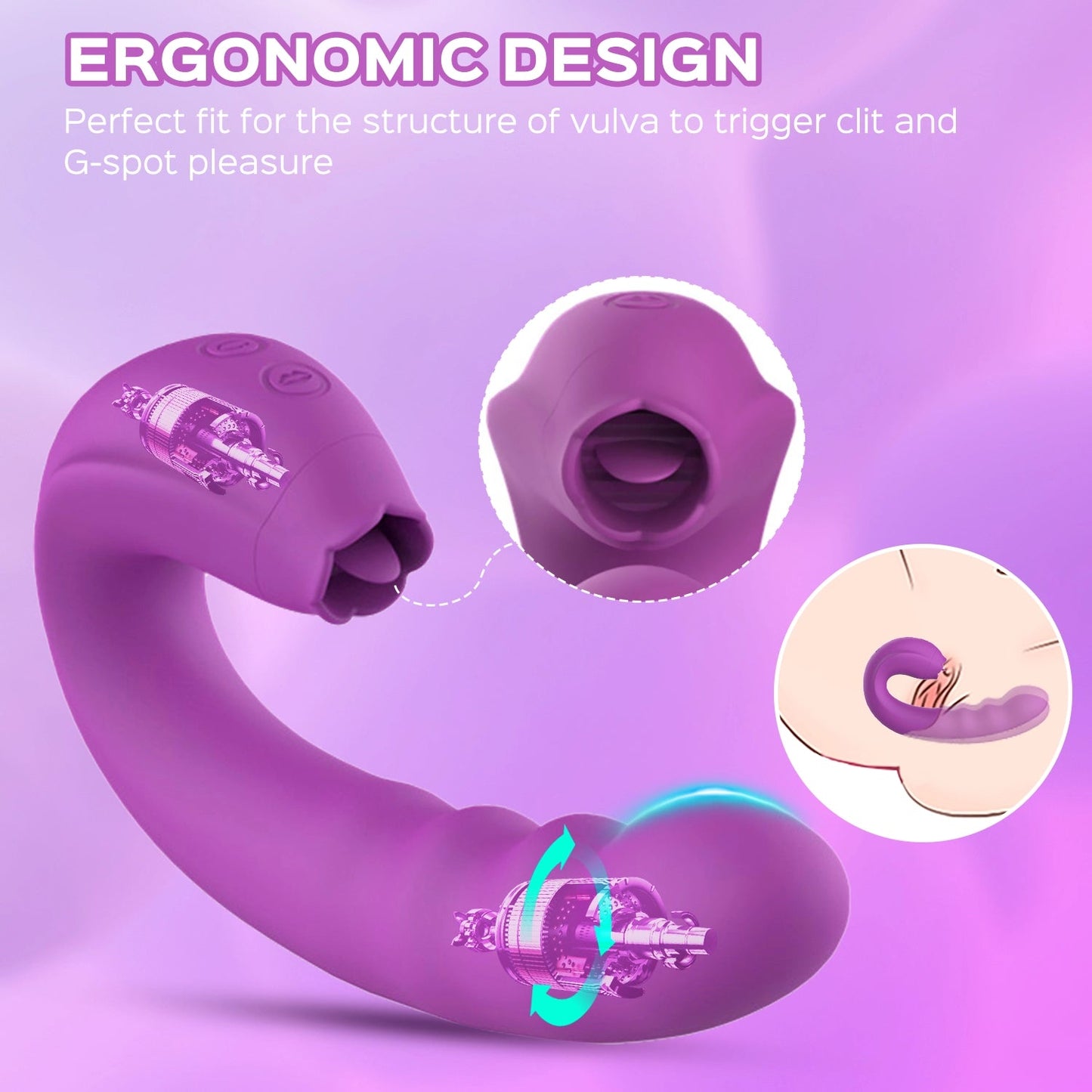 G Spot Vibrator With Rotating Head & Vibrating Tongue