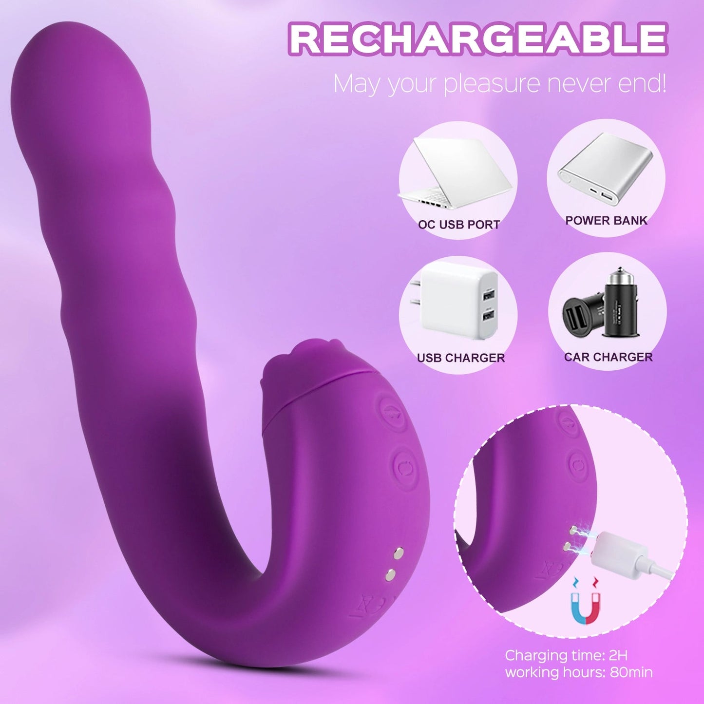 G Spot Vibrator With Rotating Head & Vibrating Tongue