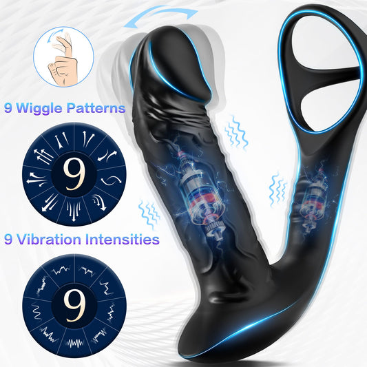 9 Wiggle Motions 9 Vibrations Penis Ring Prostate Massager