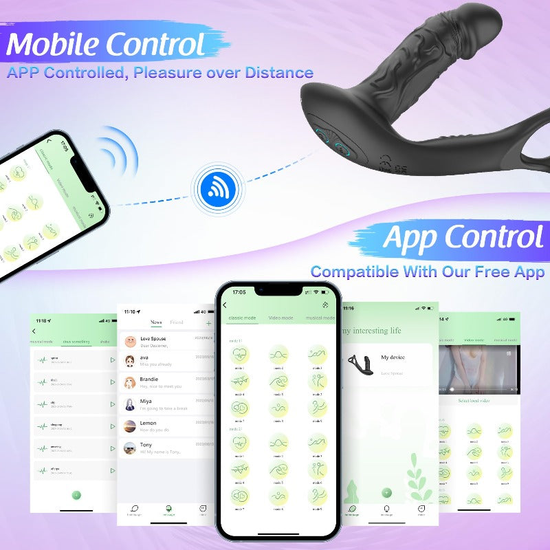 9 Wiggle Motions 9 Vibrations Penis Ring Prostate Massager