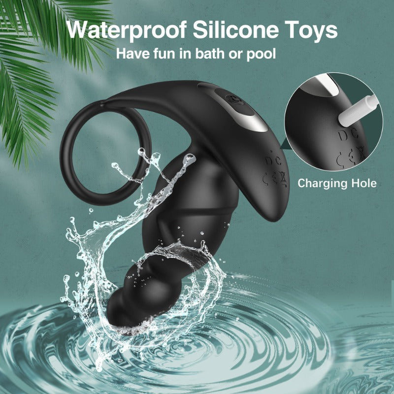360° Rotating 9 Vibrating Penis Ring Prostate Massager