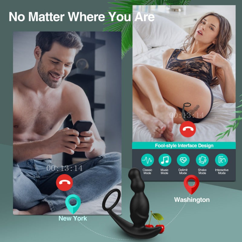 360° Rotating 9 Vibrating Penis Ring Prostate Massager