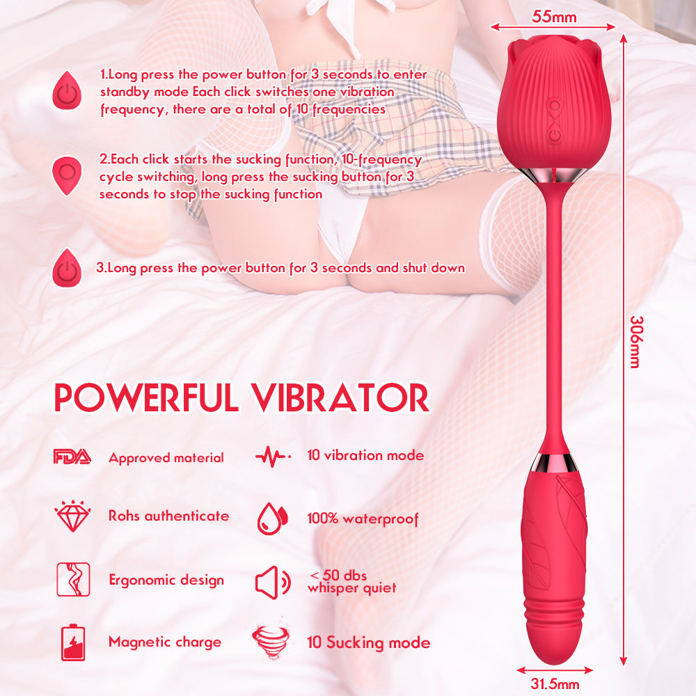10 Sucking And Telescopic Rose Toy Vibrator