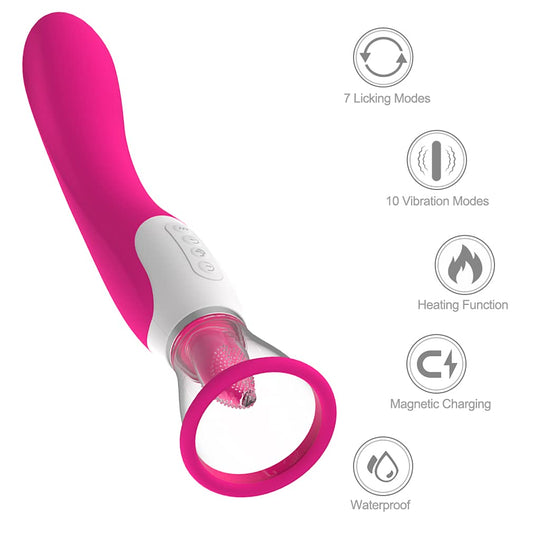 7 Tongue Licking & 10 Vibrating Clitoral Nipple Sucking Stimulator