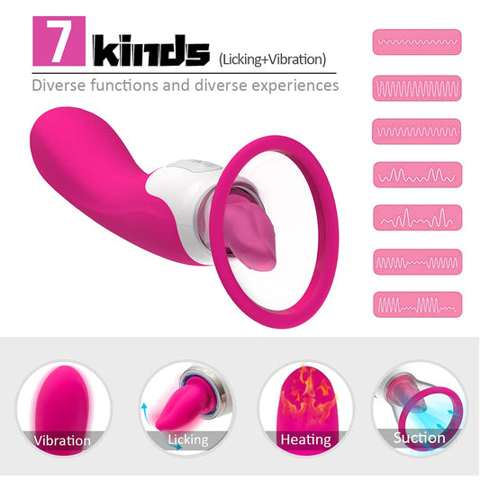 7 Tongue Licking & 10 Vibrating Clitoral Nipple Sucking Stimulator
