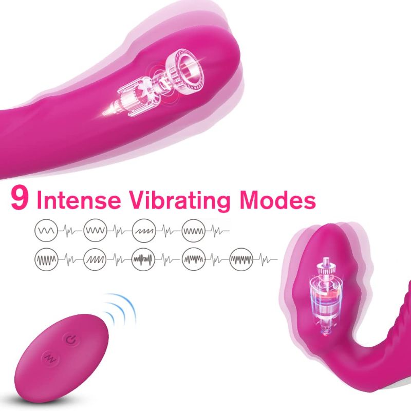9 Vibrations Double-ended  Strapless Strap on Dildo Vibrator