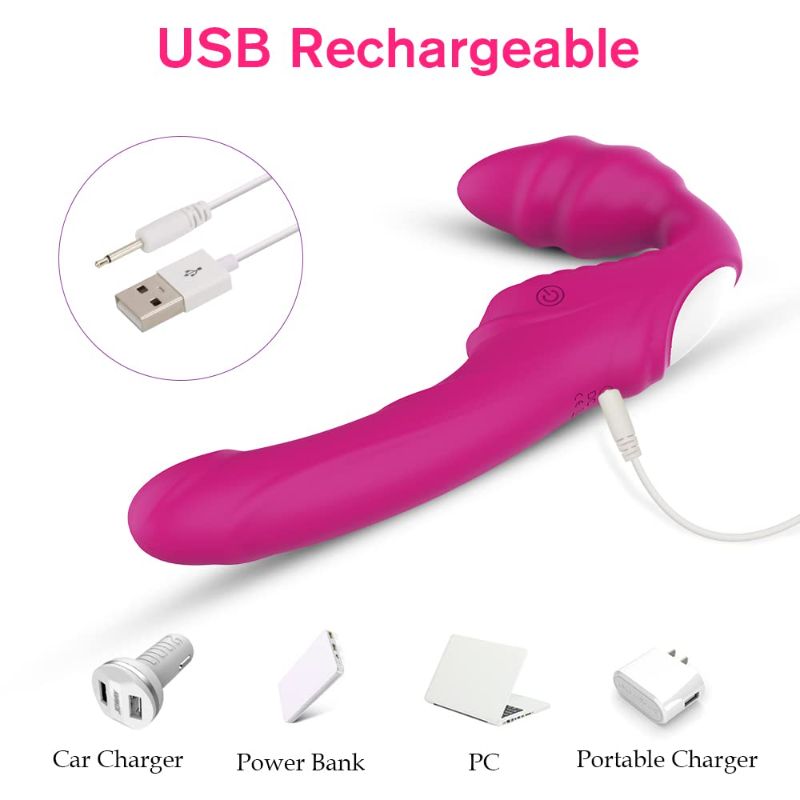 9 Vibrations Double-ended  Strapless Strap on Dildo Vibrator