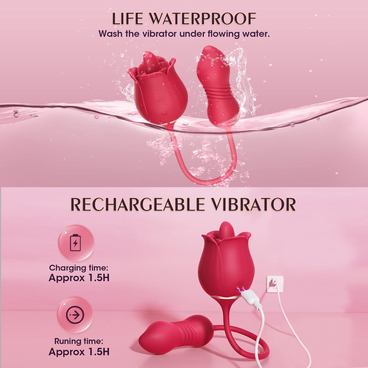 3 in 1 Rose Toy Vibrator With 9 Modes