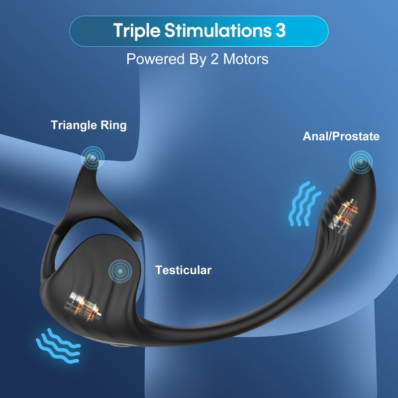 9 Vibrations Penis Ring Butt Plug Prostate Massager with App & Remote Control