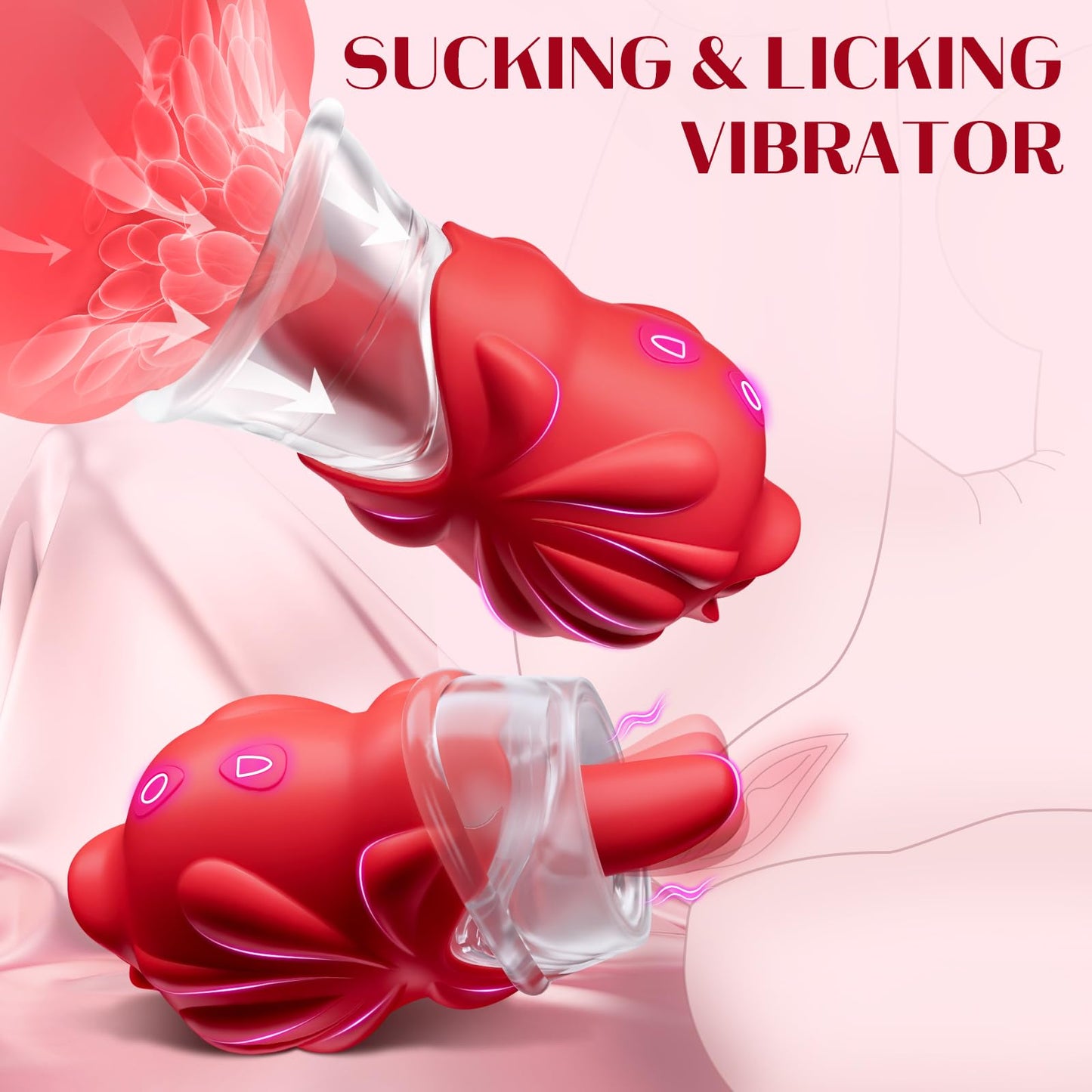 10 Tongue Licking 10 Suction Nipple Clitoral Stimulation Vibrator