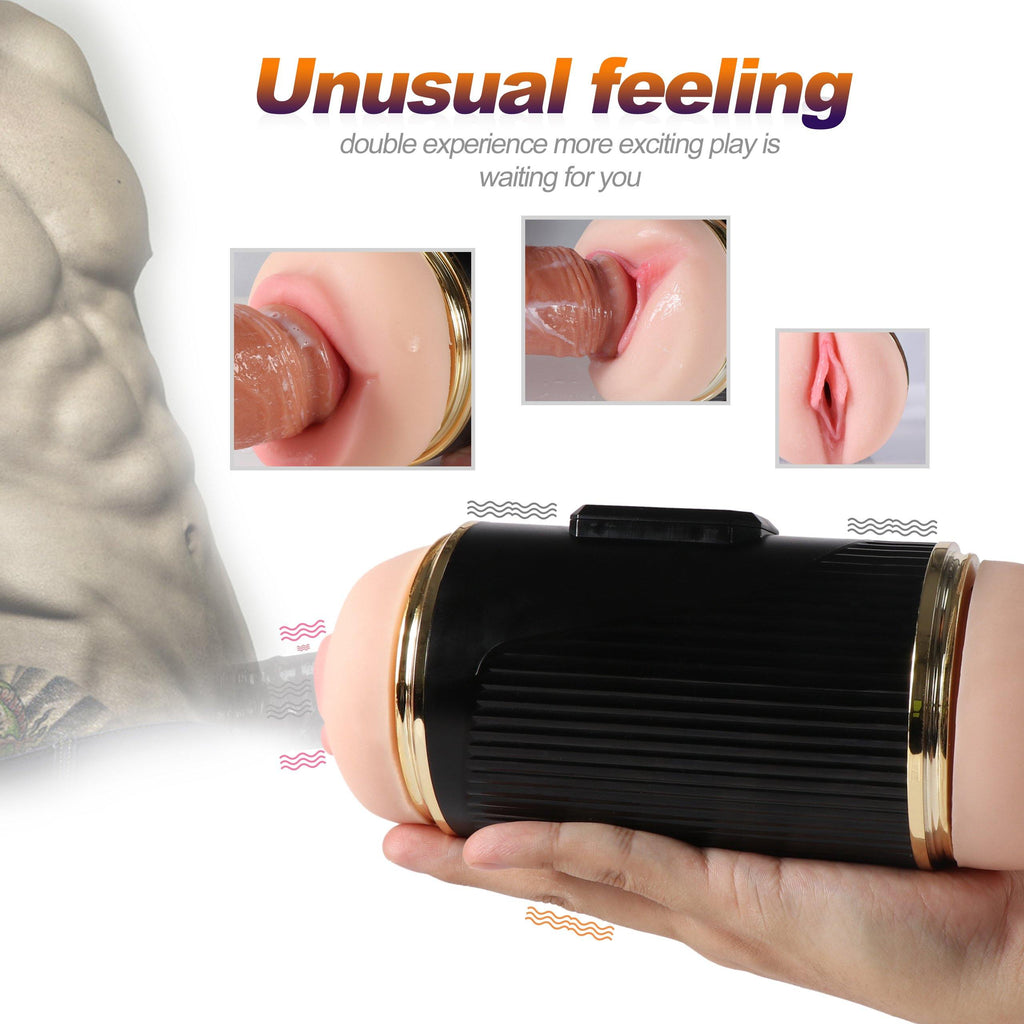 2-in-1 Male Masturbator with 10 Vibration Modes & Dual-Texture Sleeve