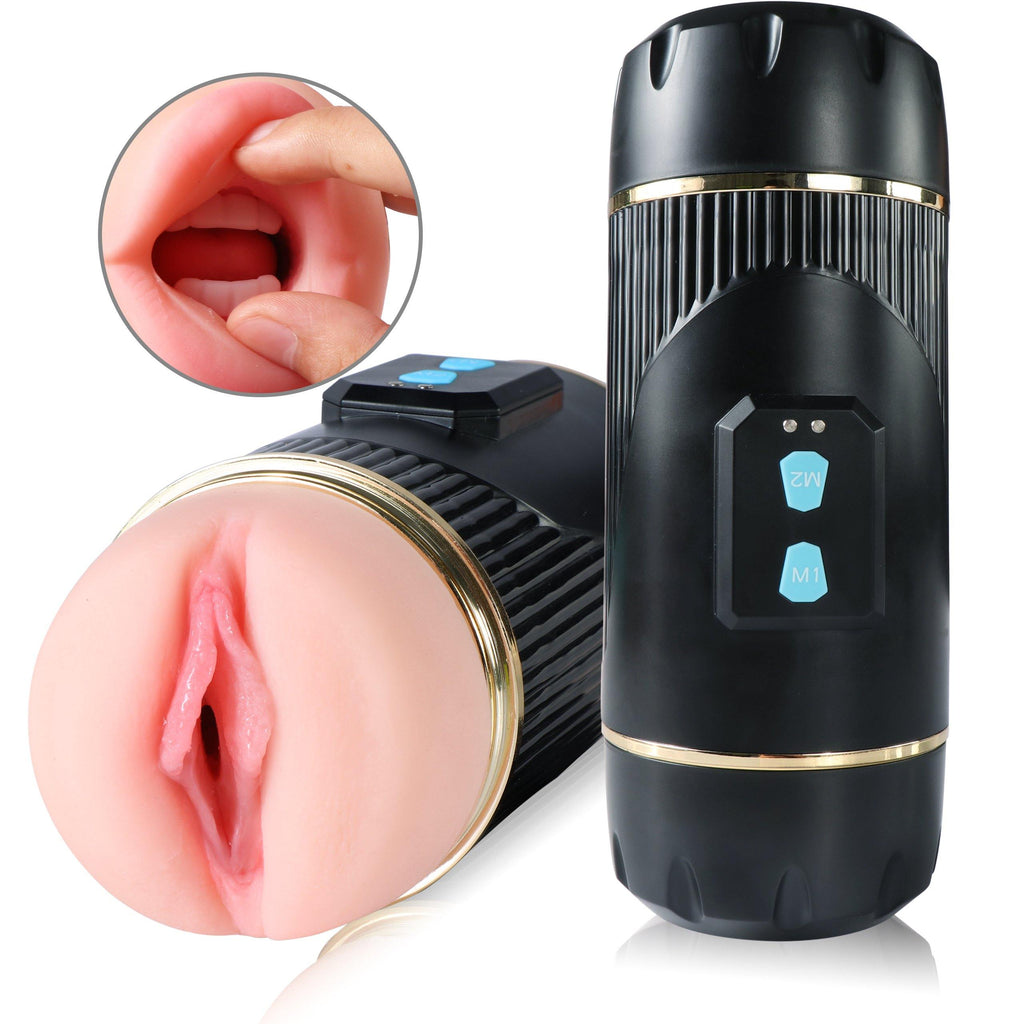 2-in-1 Male Masturbator with 10 Vibration Modes & Dual-Texture Sleeve