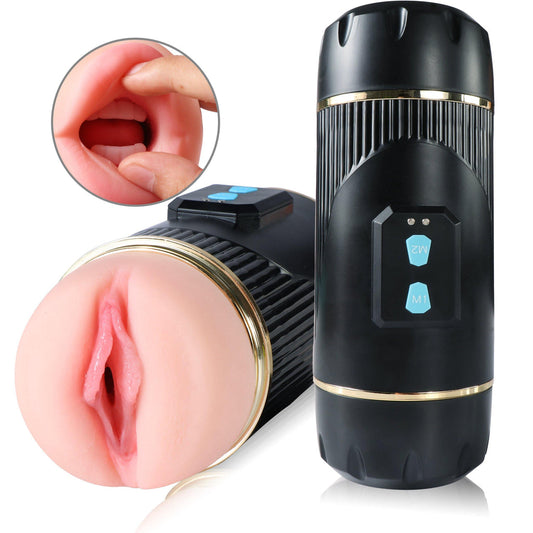 2-in-1 Male Masturbator with 10 Vibration Modes & Dual-Texture Sleeve