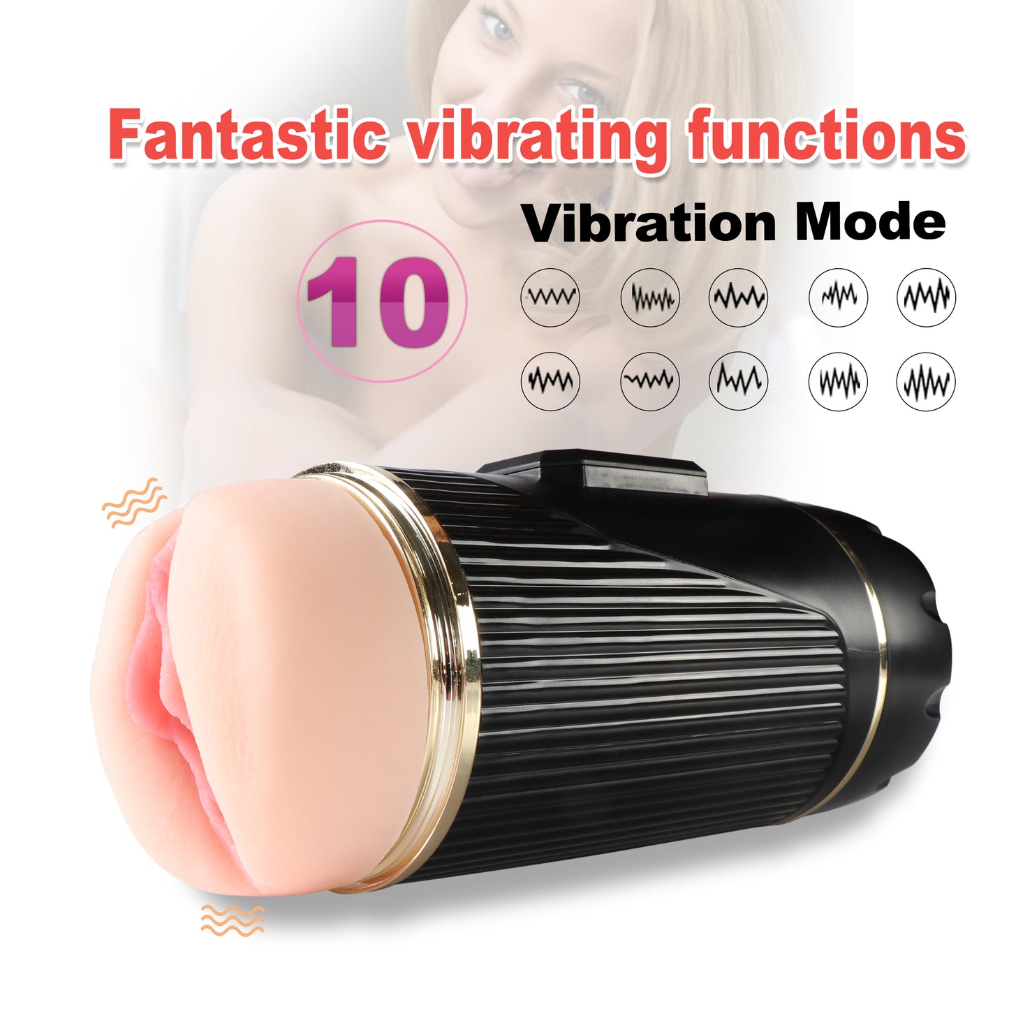2-in-1 Male Masturbator with 10 Vibration Modes & Dual-Texture Sleeve