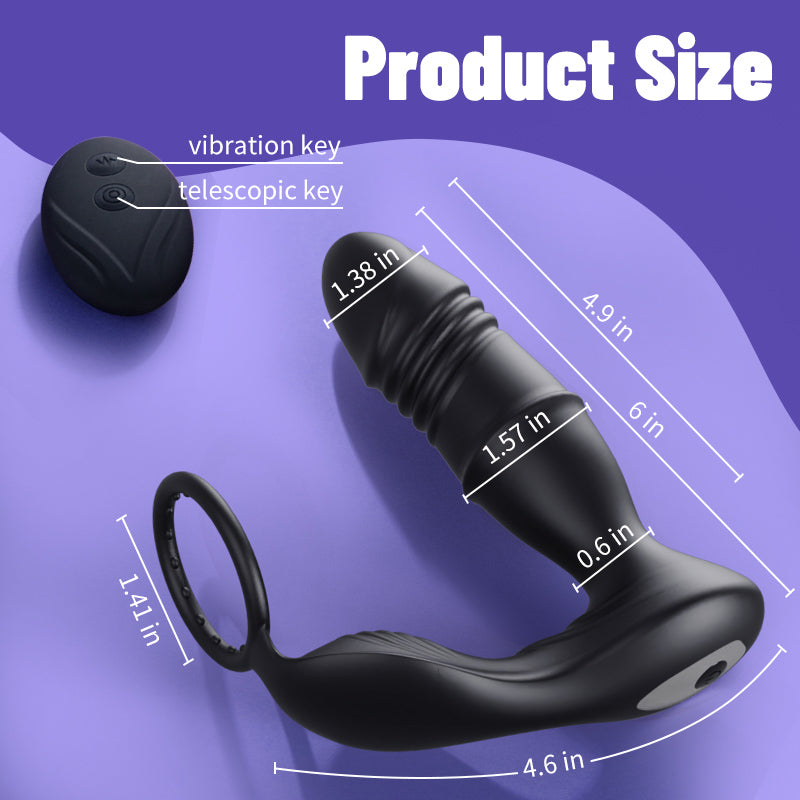 App Controller 9-Telescopic Vibration Cock Rings Prostate Massager