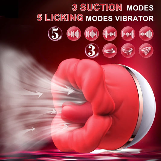 3 Suctions 5 Vibrations Tongue Licking Vibrator Nipple Clitoral Stimulator
