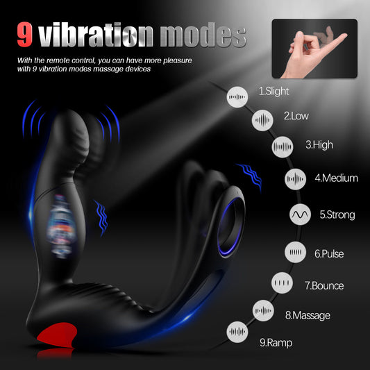 3 in 1 Male Prostate Vibe Anal Plug With Penis Ring