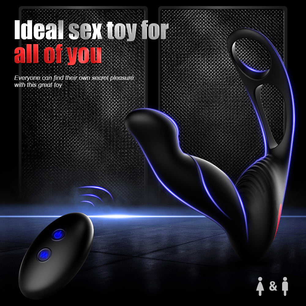 3 in 1 Male Prostate Vibe Anal Plug With Penis Ring
