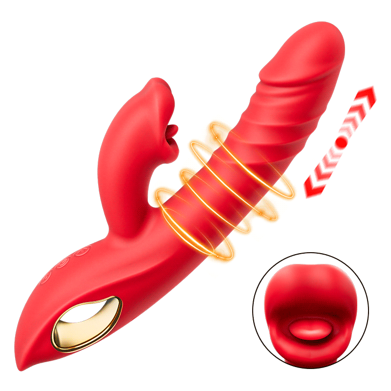 4-in-1 Thrusting & Vibrating Massager with G-Spot and Clitoral Stimulation
