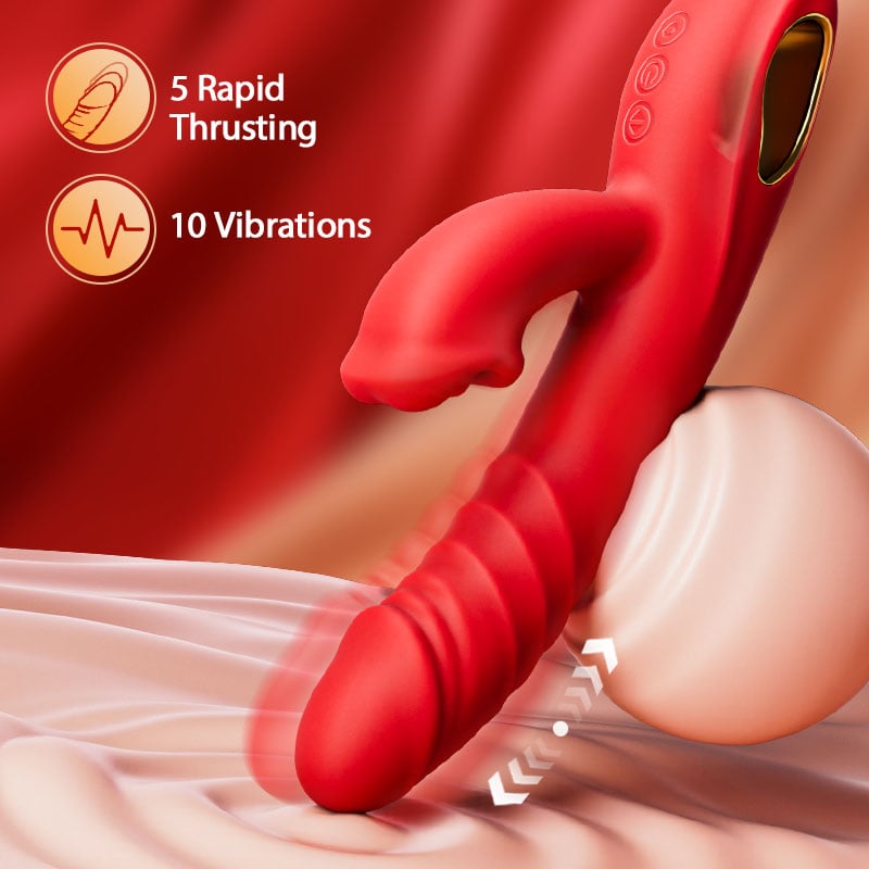 4-in-1 Thrusting & Vibrating Massager with G-Spot and Clitoral Stimulation