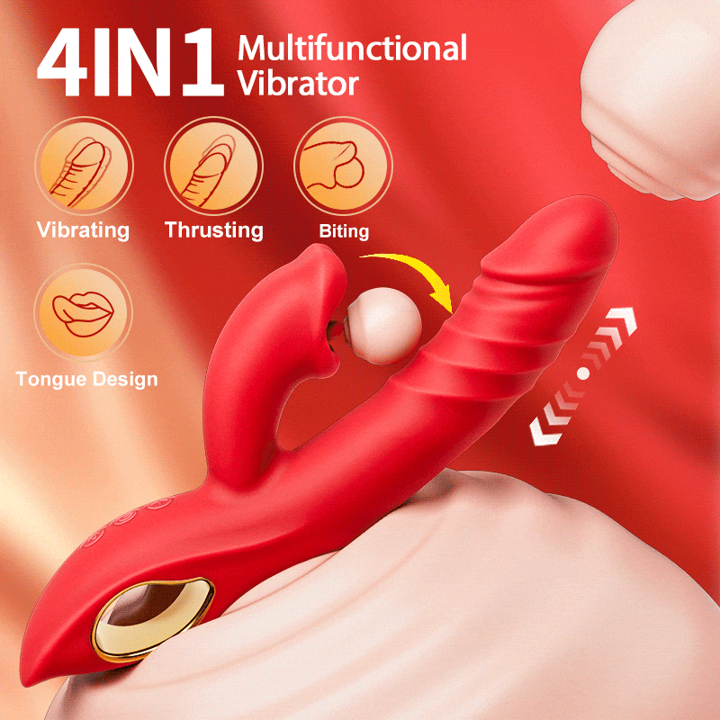 4-in-1 Thrusting & Vibrating Massager with G-Spot and Clitoral Stimulation