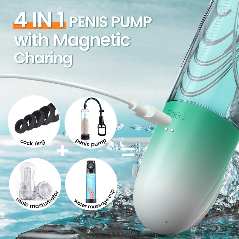 4 Pressure Levels and 9 Sucking Male Enhancement Penis Pump with LCD Display