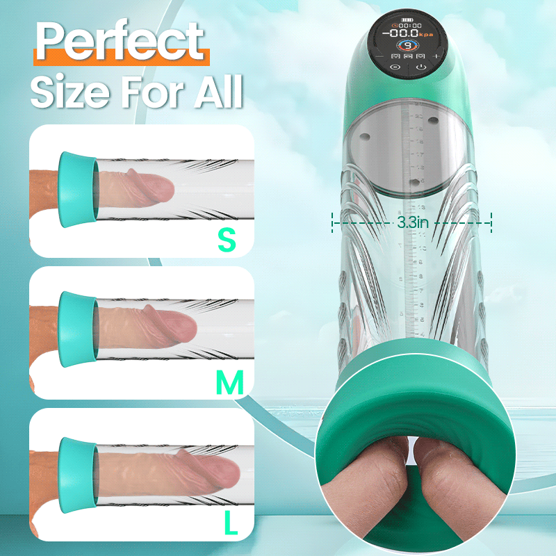 4 Pressure Levels and 9 Sucking Male Enhancement Penis Pump with LCD Display