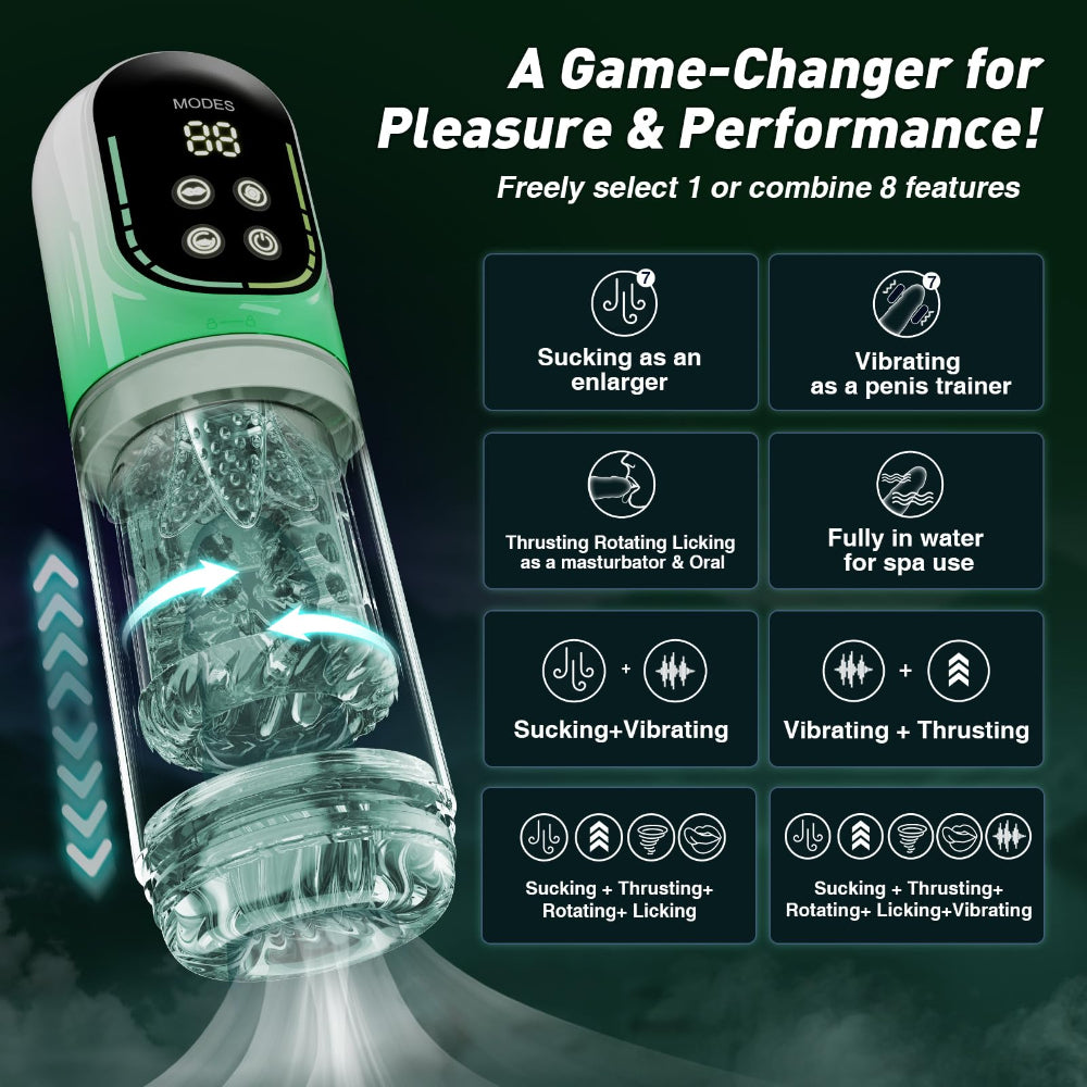5-in-1 Automatic Masturbator with 7 Thrusting, Rotation, Suction, Vibration & Licking Modes