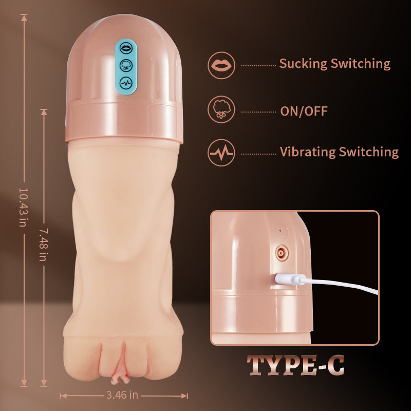 5 Sucking & 10 Vibrating Vagina Masturbation Cup