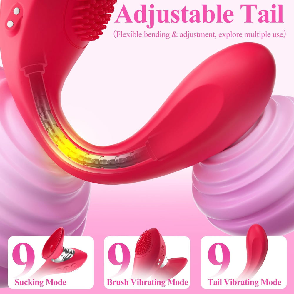Red adjustable tail device with modes on a pink background