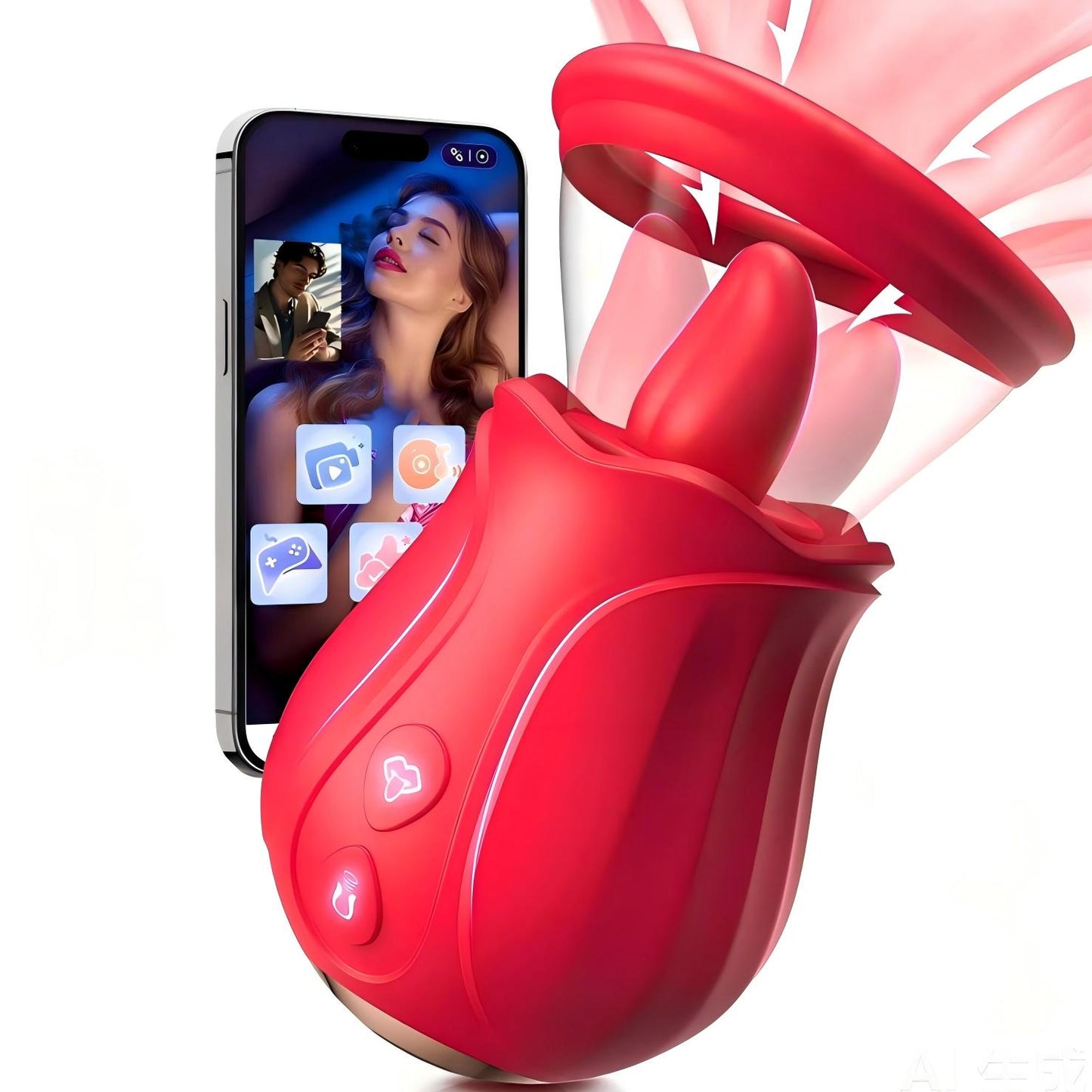 App-Controlled Rose Vibrator with 7 Suction Modes, 10 Tongue Motions & 360° Vibrating Stimulation