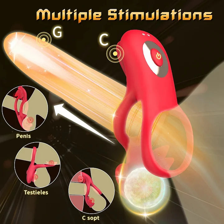 App Remote Control 9 Frequency Double Motor Vibrating Clit Stimulator & Penis Rings