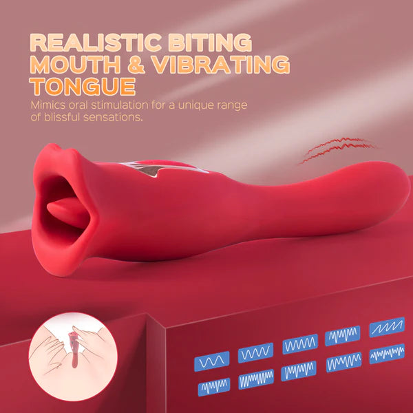 Biting Mouth Vibrating Tongue Clit Stimulator G-spot Vibrator