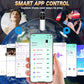 Smart app control system with smartphone displaying app interface, globe in background