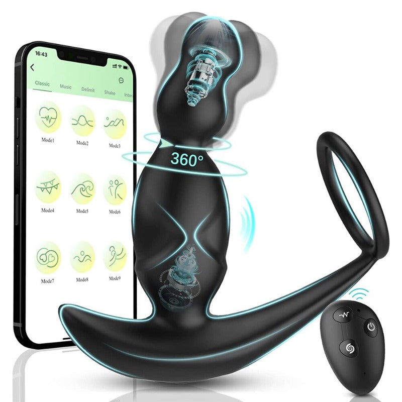 360° Rotating 9 Vibrating Penis Ring Prostate Massager