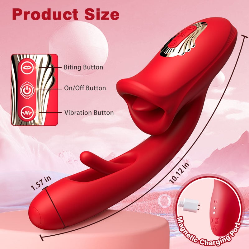 Mouth Shaped Biting G Spot Stimulator with Vibration & Flapping