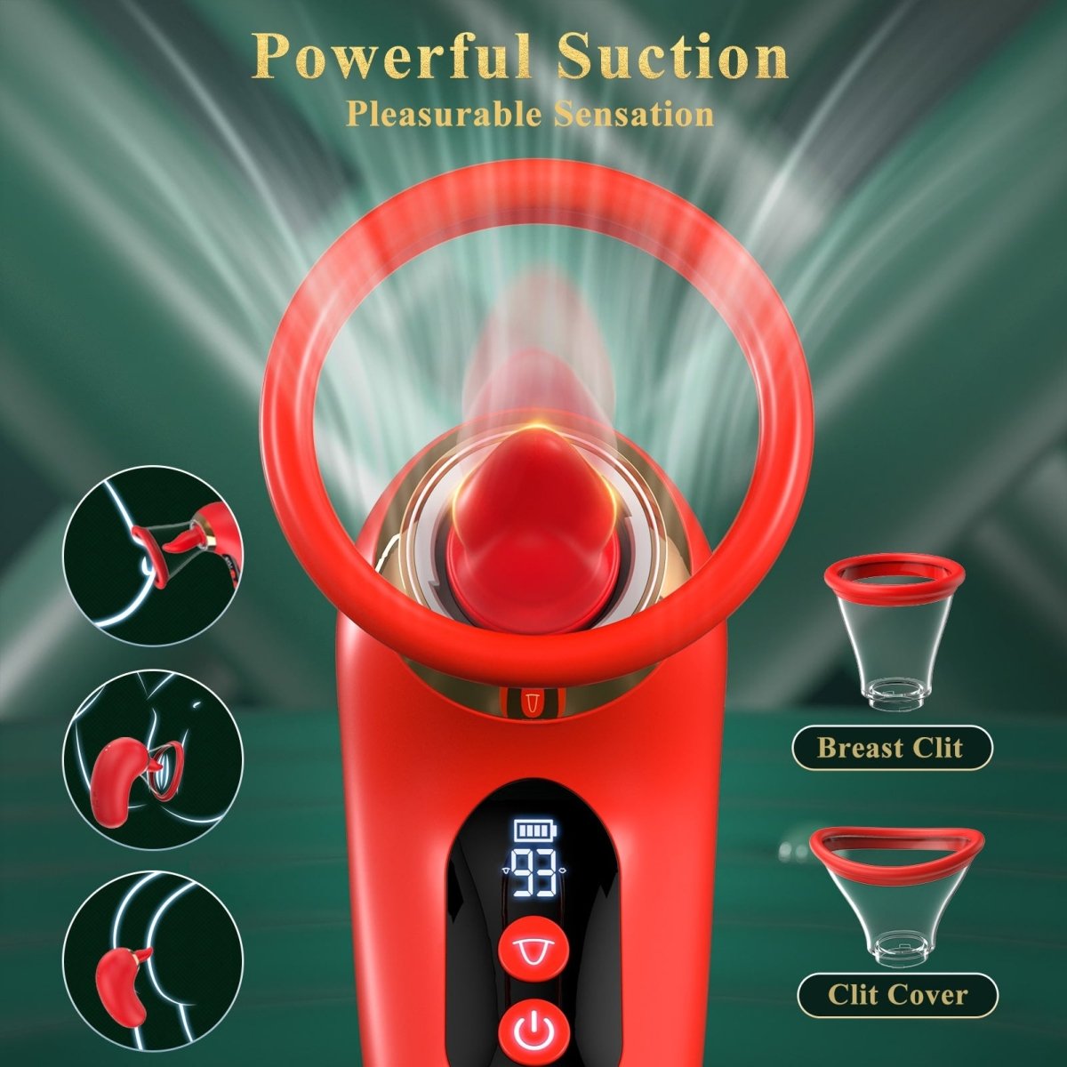 Rose Vibrator with LCD Display, 3 Suction Modes & 9 Tongue Motions for Clitoral & G-Spot Stimulation