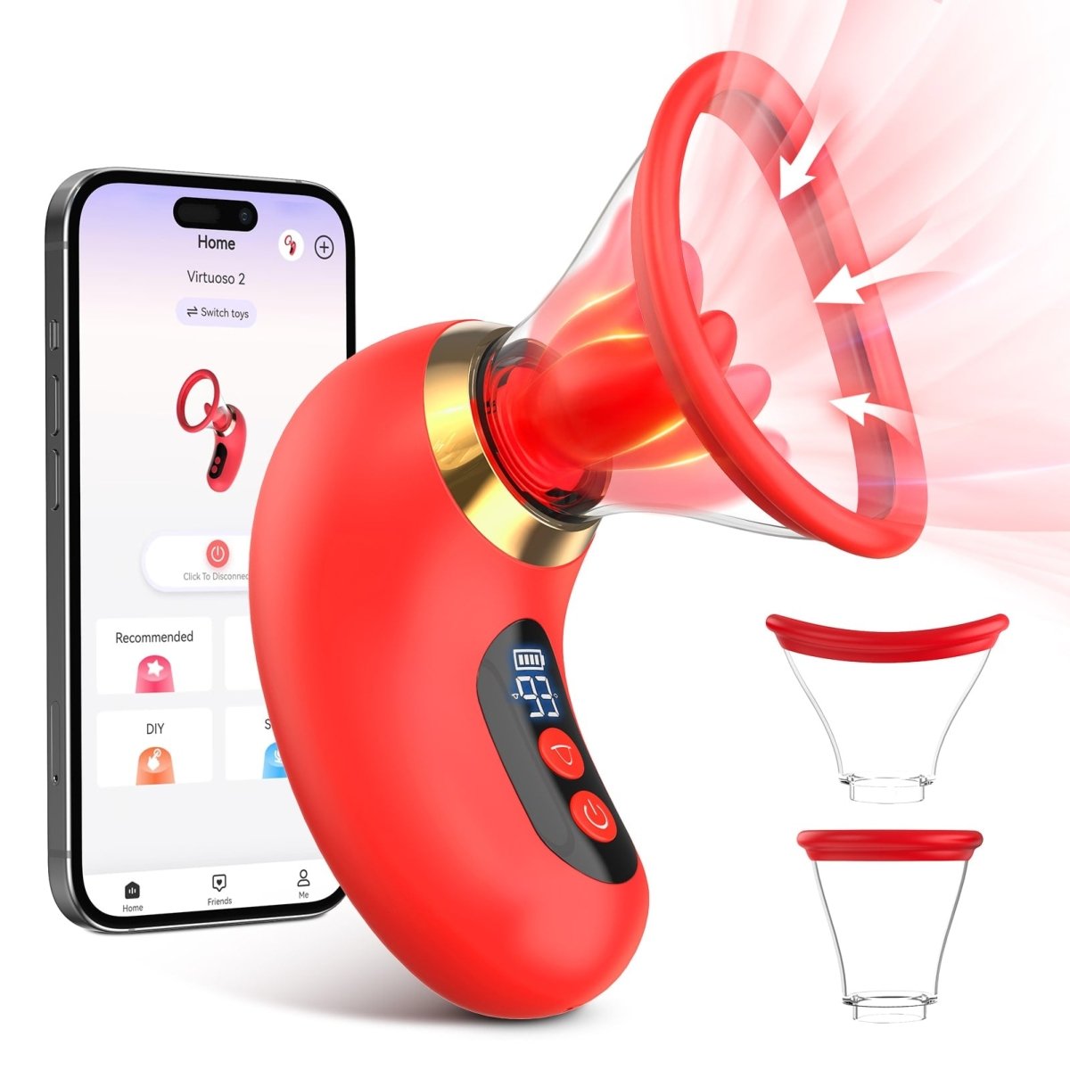 Rose Vibrator with LCD Display, 3 Suction Modes & 9 Tongue Motions for Clitoral & G-Spot Stimulation