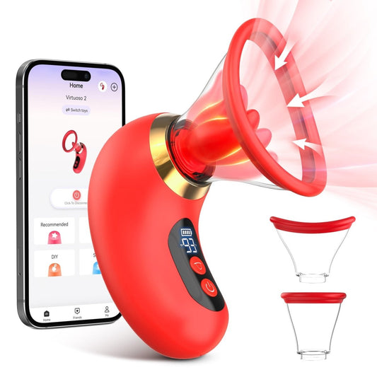 Rose Vibrator with LCD Display, 3 Suction Modes & 9 Tongue Motions for Clitoral & G-Spot Stimulation