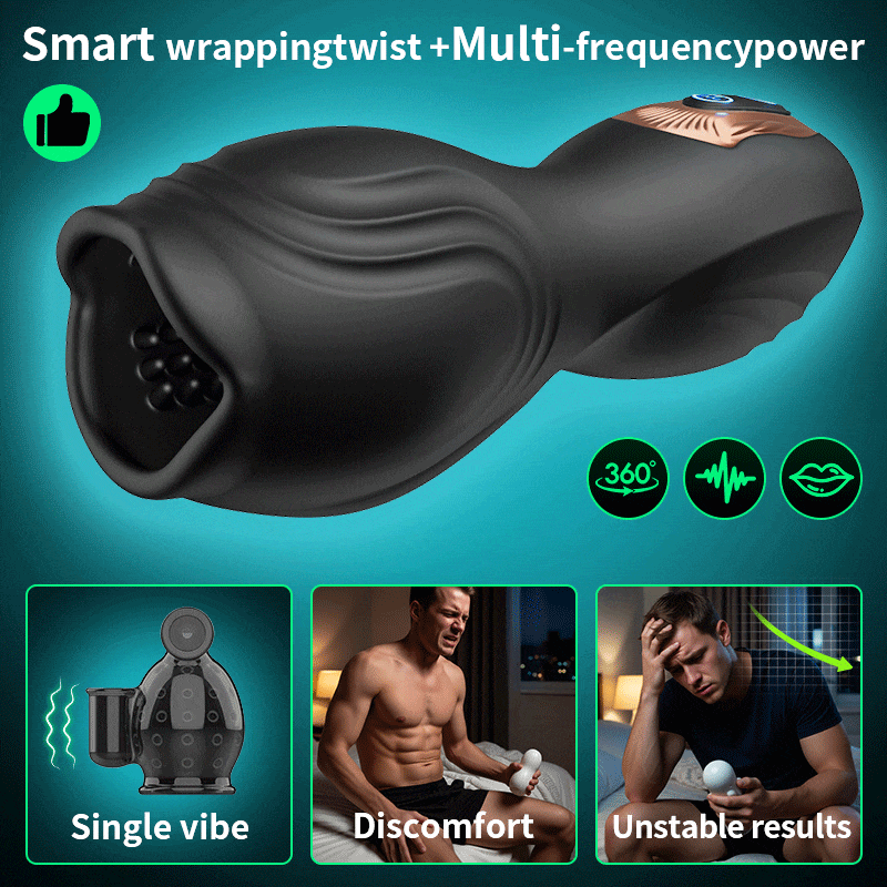Stamina Training Endurance Builder Intelligent Twisting Multi-Frequency Vibration Glans Trainer