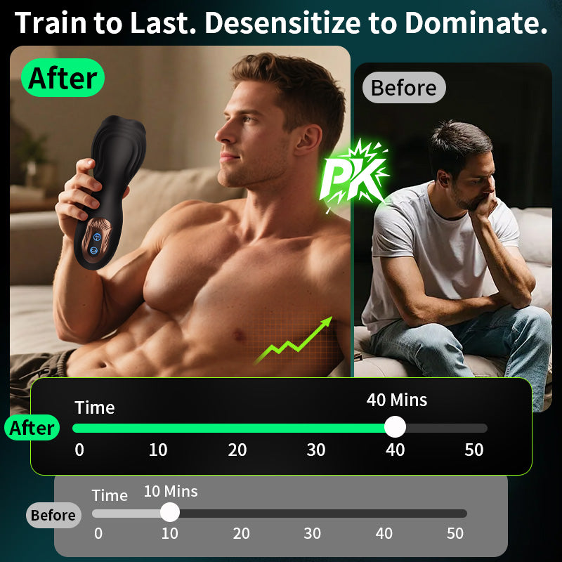 Stamina Training Endurance Builder Intelligent Twisting Multi-Frequency Vibration Glans Trainer